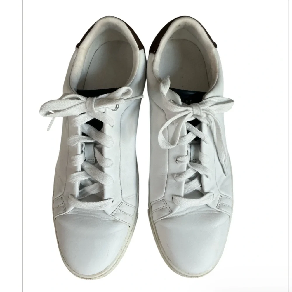 Ted Baker Men's White Low Top Leather Sneakers Size 10.5